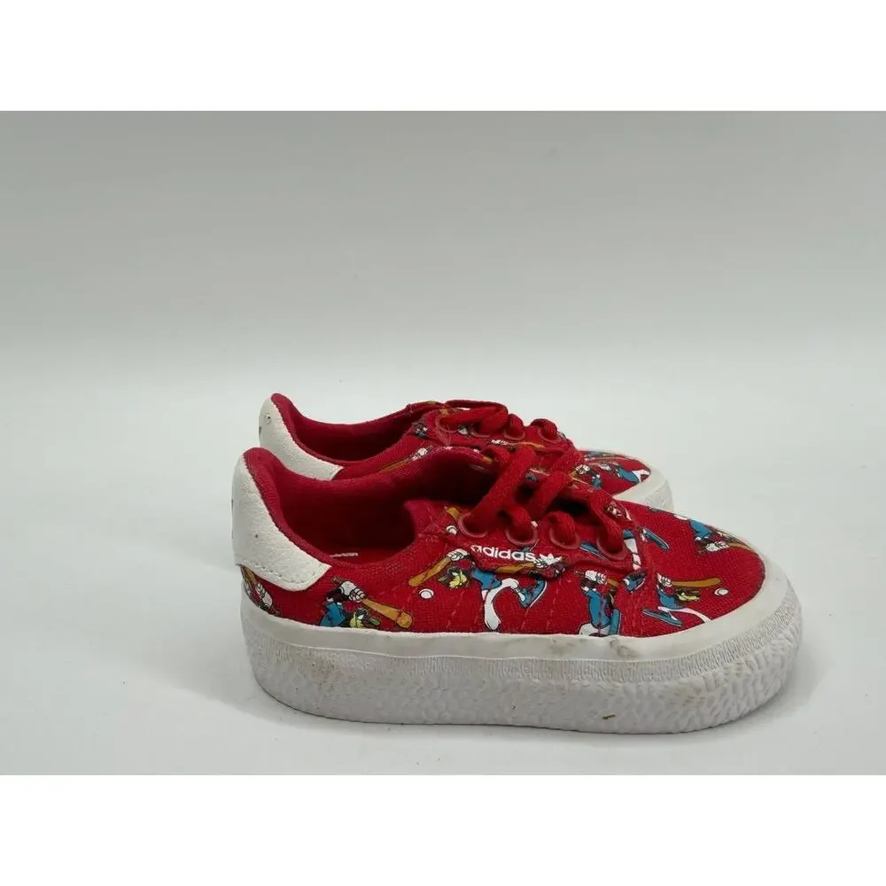Adidas Disney Goofy Toddler Sneakers Red Canvas Shoes US 4K Pre-Owned